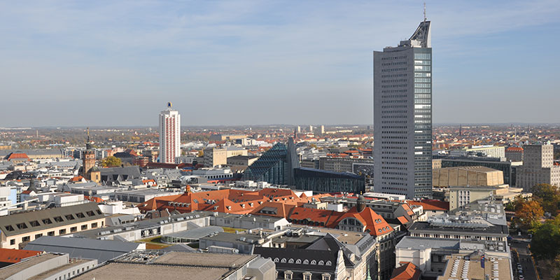 Leipzig von oben Blick auf Cityhochhaus Wintergartenhochhaus - Foto: Stadt Leipzig